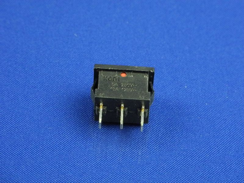 Изображение Кнопка красная, 3 положения, 3 контакта, KCD1 (250V, 6A) P2-0104, внешний вид и детали продукта