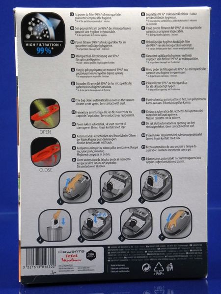 Изображение Набор мешков для пылесоса ROWENTA Hygiene+ Anti-Odour 4 шт. (ZR200720) ZR200720, внешний вид и детали продукта
