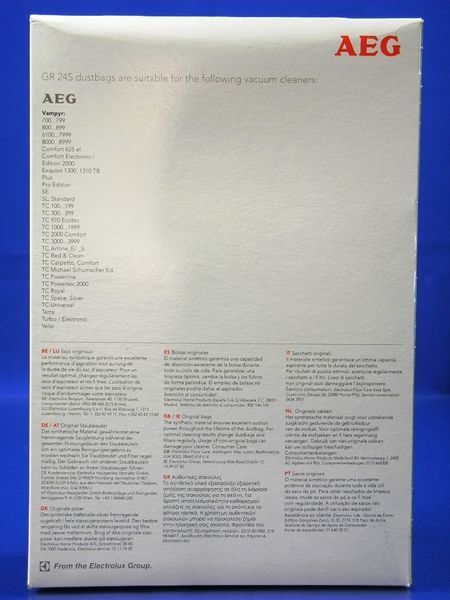 Зображення Набір мішків для пилу для Zanussi-Electrolux-AEG (9002565415) 9002565415, зовнішній вигляд та деталі продукту