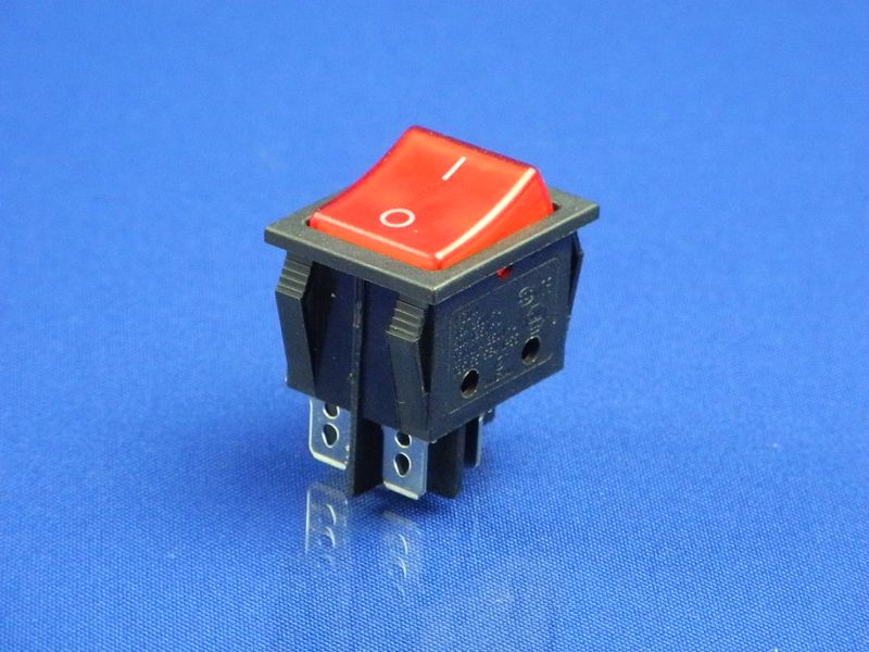 Зображення Кнопка чорно-червона, 2 положення, KCD4 (250V, 25A, 4 контакти) P2-0093, зовнішній вигляд та деталі продукту