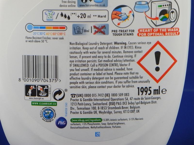 Изображение Стиральный порошок FAIRY for Sensitive Skin Non Bio Washing Liquid, 57 стирок (концентрат) FAIRYSensitive57, внешний вид и детали продукта