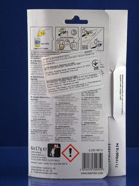 Descaling agent for steam cleaners, coffee machines, and kettles Karcher (6.295-987.0)