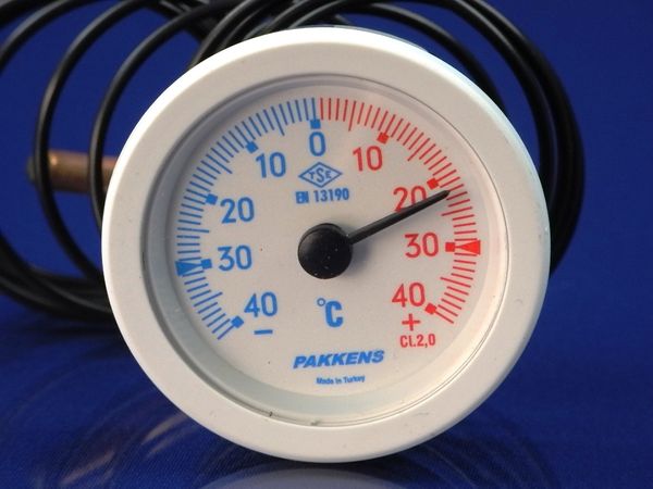 Зображення Термометр капілярний PAKKENS D=52 мм, капіляр довжиною 2 м, темп. -40 - + 40 °C 050/502120503, зовнішній вигляд та деталі продукту