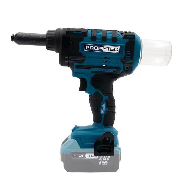 Изображение Аккумуляторный заклепочный пистолет PROFI-TEC PRG1020 POWERLine (2&times;PT2040EP (4.0 Ач), зарядное устройство) PROFI-TEC-006750, внешний вид и детали продукта
