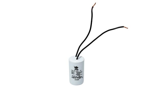 Зображення Конденсатор CBB60 3,5 мкФ 450 V з проводами (0606) 0606-3, зовнішній вигляд та деталі продукту