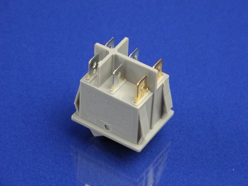 Изображение Кнопка серая двойная для электроприборов KCD4 (250V, 16(10)A) P2-0109, внешний вид и детали продукта