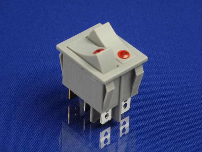 Изображение Кнопка серая двойная для электроприборов KCD4 (250V, 16(10)A) P2-0109, внешний вид и детали продукта