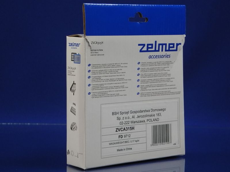 Изображение Набор фильтров (HEPA12) впускной и выпускной Zelmer ZVCA315H (AVC3100200.00) ZVCA315H, внешний вид и детали продукта