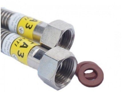 Gas hose 3/4" x 3/4", length 2000 mm, stainless steel, nut-nut, carbon steel fittings