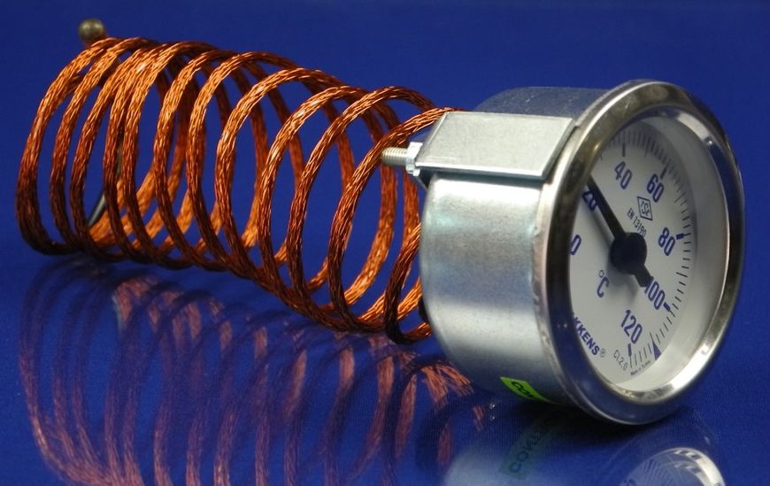 Зображення Термометр капілярний PAKKENS D=60 мм, капіляр довжиною 2 м, темп. 0-120 °C 060/5221405, зовнішній вигляд та деталі продукту