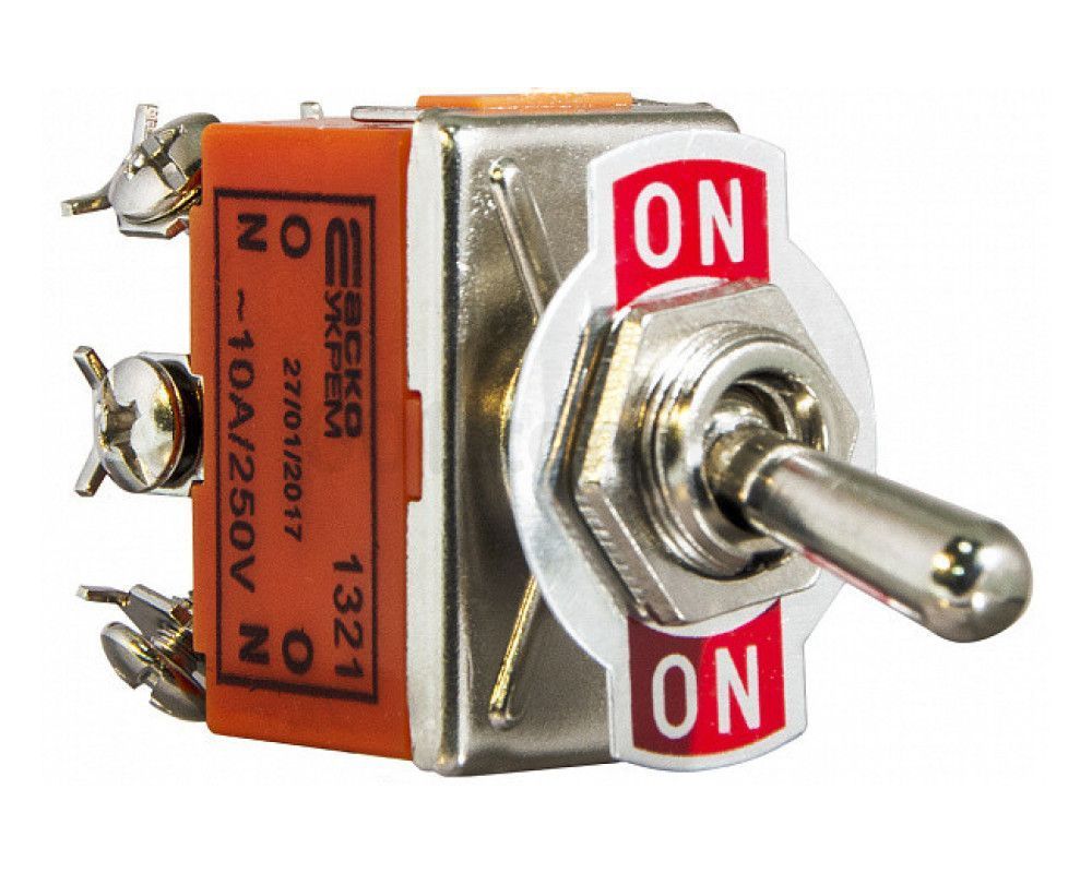 Universal toggle switch 1321 (250V 15A), 2 positions, 6 bolt terminals