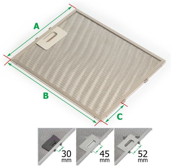 Зображення Алюмінієвий фільтр для витяжки виготовлення під замовлення под заказ, зовнішній вигляд та деталі продукту