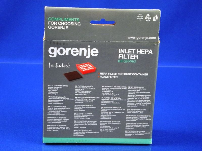 Зображення Фільтр (HEPA) для пилососа Gorenje (680183) 680183, зовнішній вигляд та деталі продукту