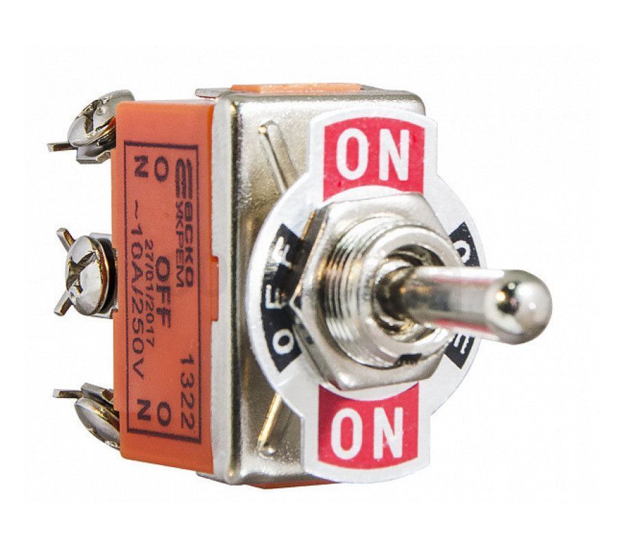 Universal 1322 toggle switch (250V 15A), 3 positions, 6 bolt terminals