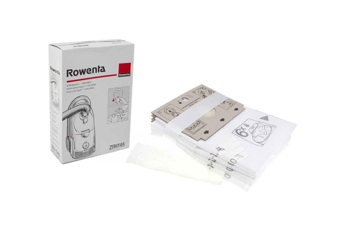 Мешки пылесоса бумажные 6 шт + фильтр Rowenta (ZR-745)