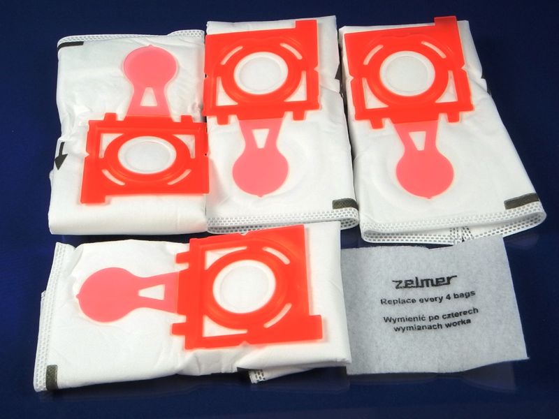 Зображення Набір мішків (червоні) для пилу + фільтр Original Zelmer SAFBAG (49.4220) 49.4220, зовнішній вигляд та деталі продукту