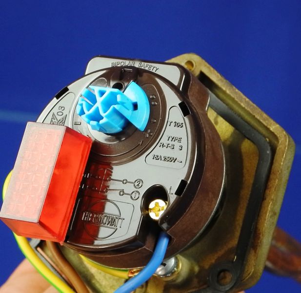 Зображення ТЕН з термостатом виробництва THERMOWATT 2000/230 різьблення 1 1/2" 2000/230, зовнішній вигляд та деталі продукту