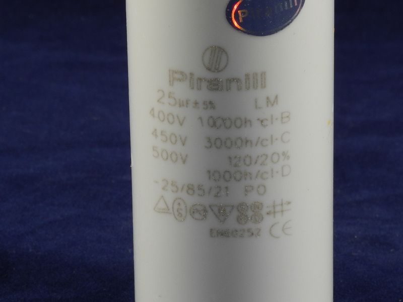 Зображення Пуско-робочий конденсатор у пластику CBB60 на 25 МкФ 25 МкФ-2, зовнішній вигляд та деталі продукту