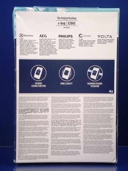 Зображення Набір мішків з мікроволокна для пилососів Electrolux-AEG-Philips (900168460) (9001684605) 9001684605, зовнішній вигляд та деталі продукту