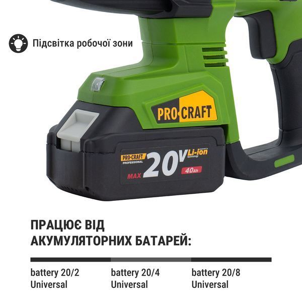 Зображення Акумуляторний перфоратор Procraft PHA40 &ndash; 2 АКБ, кейс 030043, зовнішній вигляд та деталі продукту