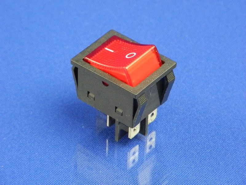 Изображение Кнопка красная на два положения KCD4-201N-B (250V, 30A, 4 контакта) P2-0094, внешний вид и детали продукта