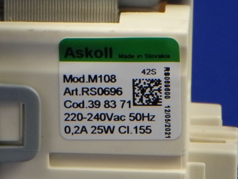 Изображение Насос сливной, крепление на 3 саморезах Askoll Mod. M108 25W (старого образца) 00000005720, внешний вид и детали продукта