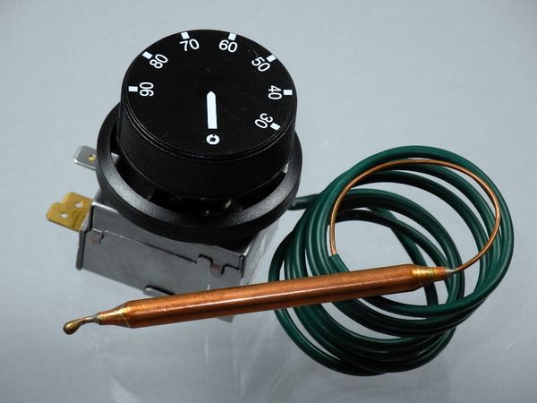 Зображення Термостат (терморелле) для бойлерів гнучкий 23А/400V 30-90 разом з ручкою (TempoMatic) NC90 23A к, зовнішній вигляд та деталі продукту