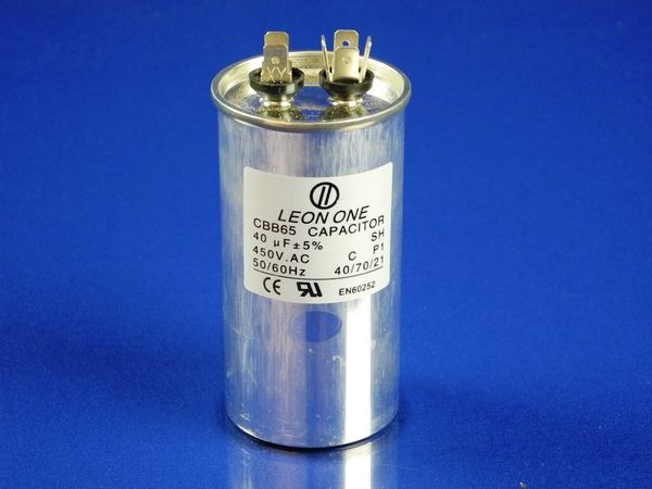 Зображення Пуско-робочий конденсатор у металі CBB65 на 40 МкФ 40 МкФ, зовнішній вигляд та деталі продукту