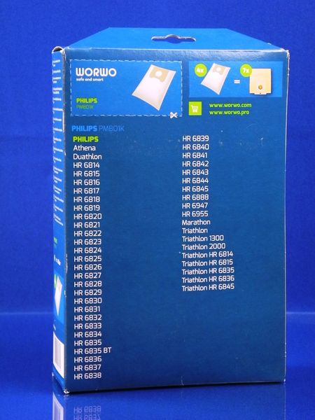 Зображення Набір одноразових мішків WORWO для пилососа PHILIPS (PMB01K) PMB01K, зовнішній вигляд та деталі продукту