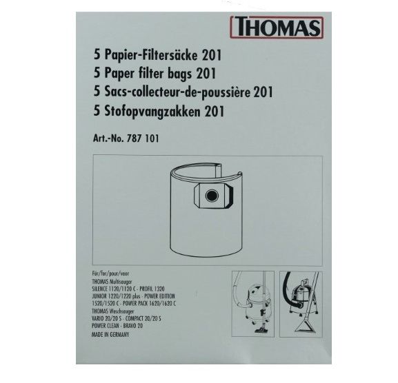 Зображення Набір паперових мішків 201 для пилососа Thomas (787101) 787101, зовнішній вигляд та деталі продукту