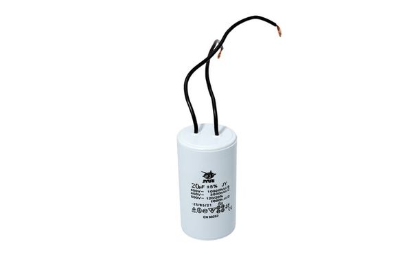 Изображение Конденсатор CBB60 20 мкФ 450 V с проводами (0619) 0619-2, внешний вид и детали продукта