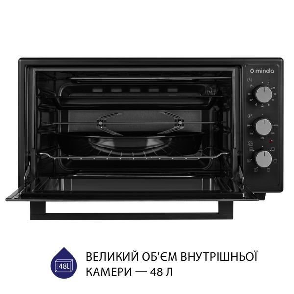 Зображення Електрична піч Minola FOET 4815 BL 5902767909365, зовнішній вигляд та деталі продукту