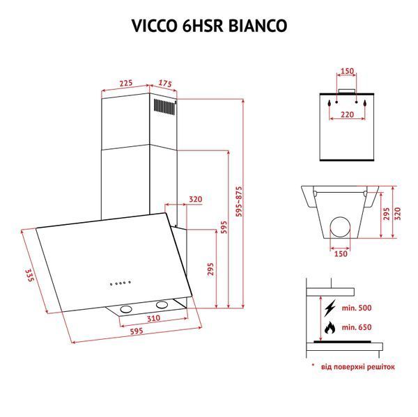 Вытяжка декоративная наклонная Perfelli VICCO 6HSR BIANCO &mdash; фото 11