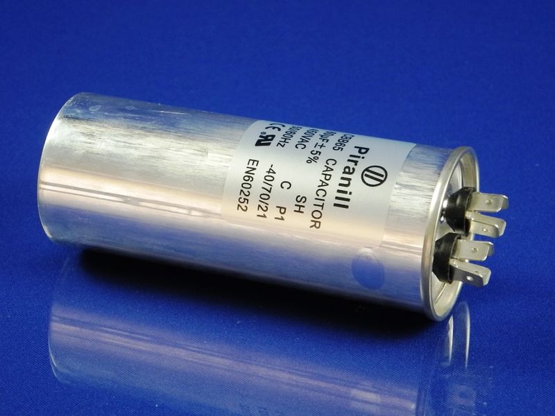 Зображення Пуско-робочий конденсатор у металі CBB65 на 60 МкФ 60 МкФ, зовнішній вигляд та деталі продукту
