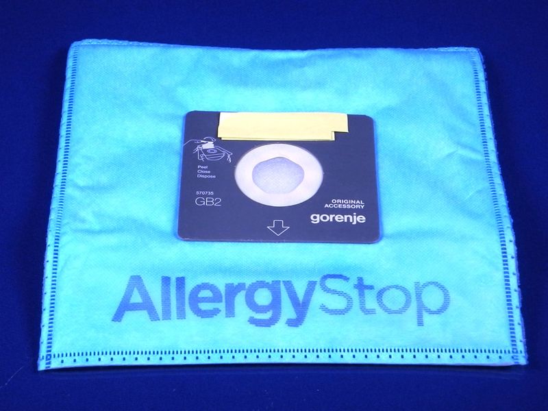 Зображення Набір одноразових мішків GB2MBAS Allergy Stop для пилососа Gorenje (570735) 570735, зовнішній вигляд та деталі продукту