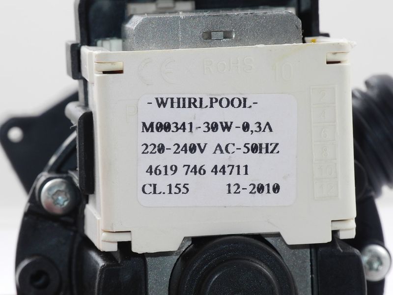 Изображение Насос стиральной машины Whirlpool в сборе (481981728926) 481981728926, внешний вид и детали продукта