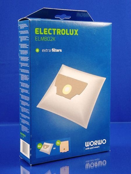 Зображення Набір одноразових мішків WORWO для пилососу Zanussi-Electrolux-AEG (ELMB02K) ELMB02K, зовнішній вигляд та деталі продукту
