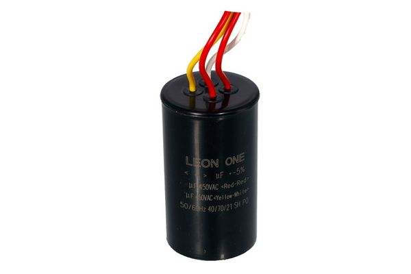 Изображение Конденсатор CBB60 4+12 мкФ 450 V с проводами (062) 062-1, внешний вид и детали продукта
