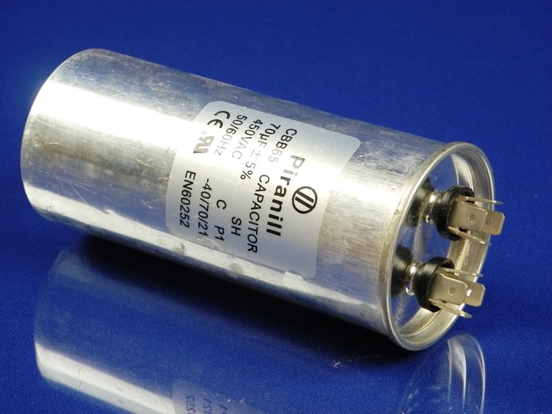 Зображення Пуско-робочий конденсатор у металі CBB65 на 70 МкФ 70 МкФ, зовнішній вигляд та деталі продукту