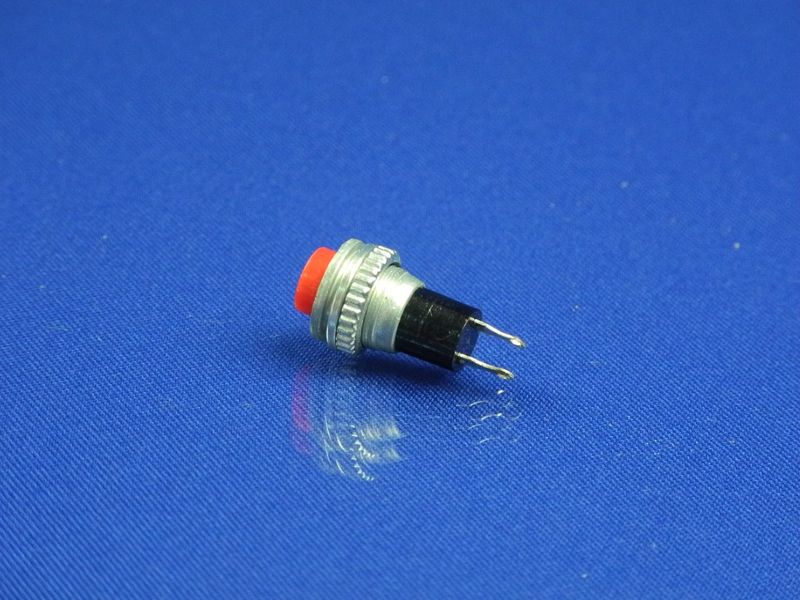 Изображение Металлическая, красная, круглая, малая кнопка, 2 контакта P2-0131, внешний вид и детали продукта
