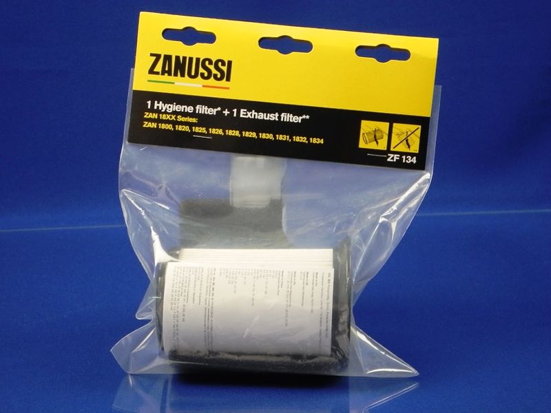 Зображення Циліндричний HEPA фільтр для безмішкового пилососа + вихідний фільтр Zanussi ZAN 18 (9001664656) 900166465, зовнішній вигляд та деталі продукту