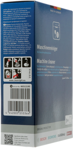 Зображення Засіб для чищення посудомийної машини Bosch (312195) 312195, зовнішній вигляд та деталі продукту