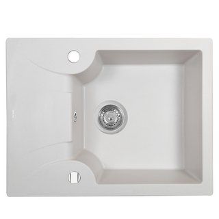 Изображение Мойка кухонная гранитная Perfelli FELICITA PGF 134-60 WHITE 5902767150033, внешний вид и детали продукта