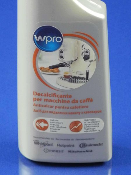 Изображение Средство Wpro для удаления накипи с кофеварок, 250 мл. (C00470788), (484000008732) 484000008732, внешний вид и детали продукта