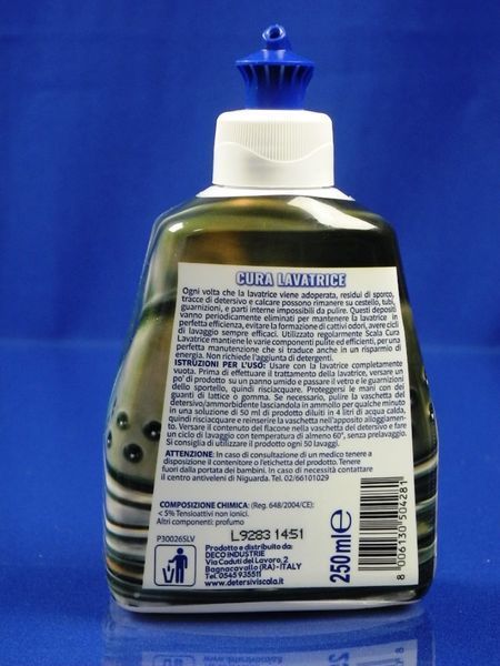 Зображення Засіб для дезінфекції пральних машин Scala Cura Lavatrice (250 мл) ScalaCura250, зовнішній вигляд та деталі продукту