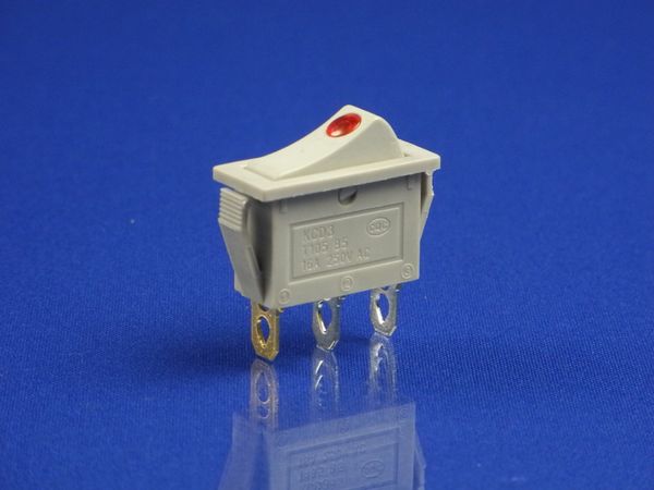 Изображение Кнопка серая с индикатором KCD3 (250V, 16A, 3 контакта) P2-0096, внешний вид и детали продукта