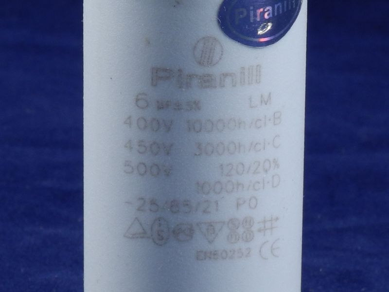 Зображення Пуско-робочий конденсатор у пластику CBB60 на 6 МкФ 6 МкФ, зовнішній вигляд та деталі продукту