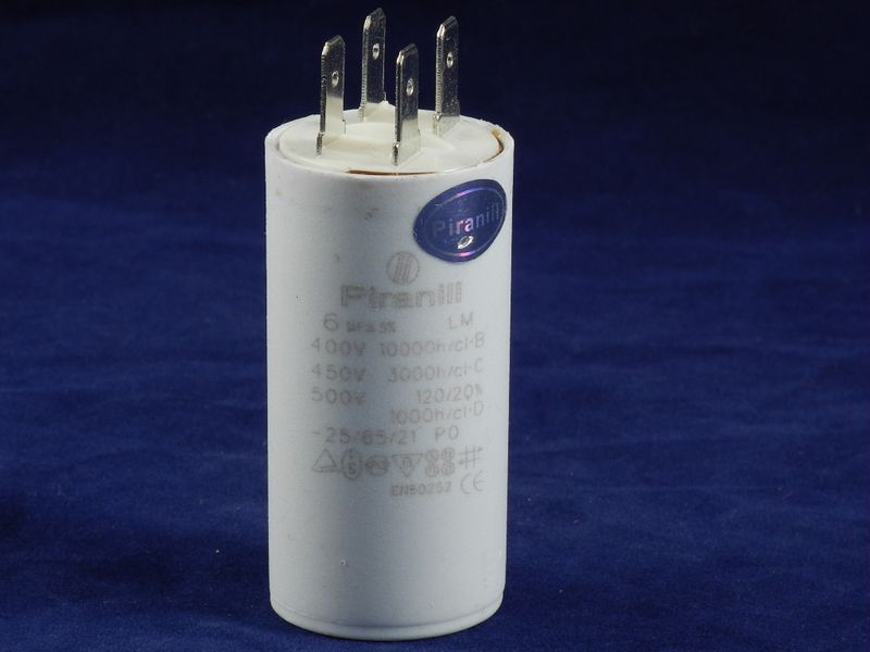 Зображення Пуско-робочий конденсатор у пластику CBB60 на 6 МкФ 6 МкФ, зовнішній вигляд та деталі продукту