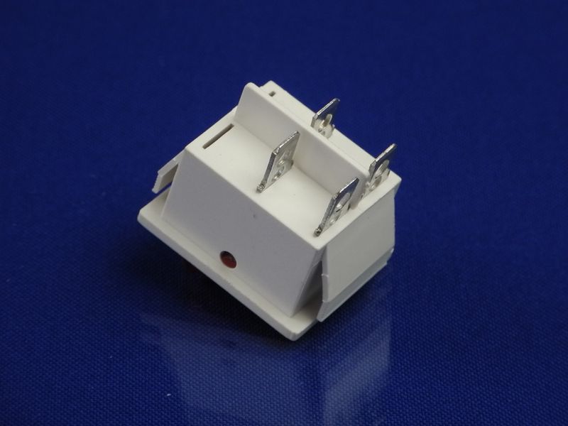 Изображение Кнопка для электроприборов бело-красная KCD2 (250V, 15A, 4 контакта) P2-0063, внешний вид и детали продукта