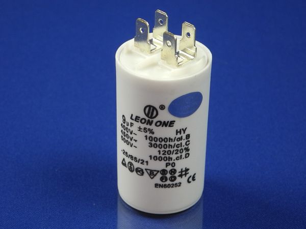 Изображение Пуско-робочий конденсатор в пластике CBB60 на 9 МкФ 9 МкФ, внешний вид и детали продукта